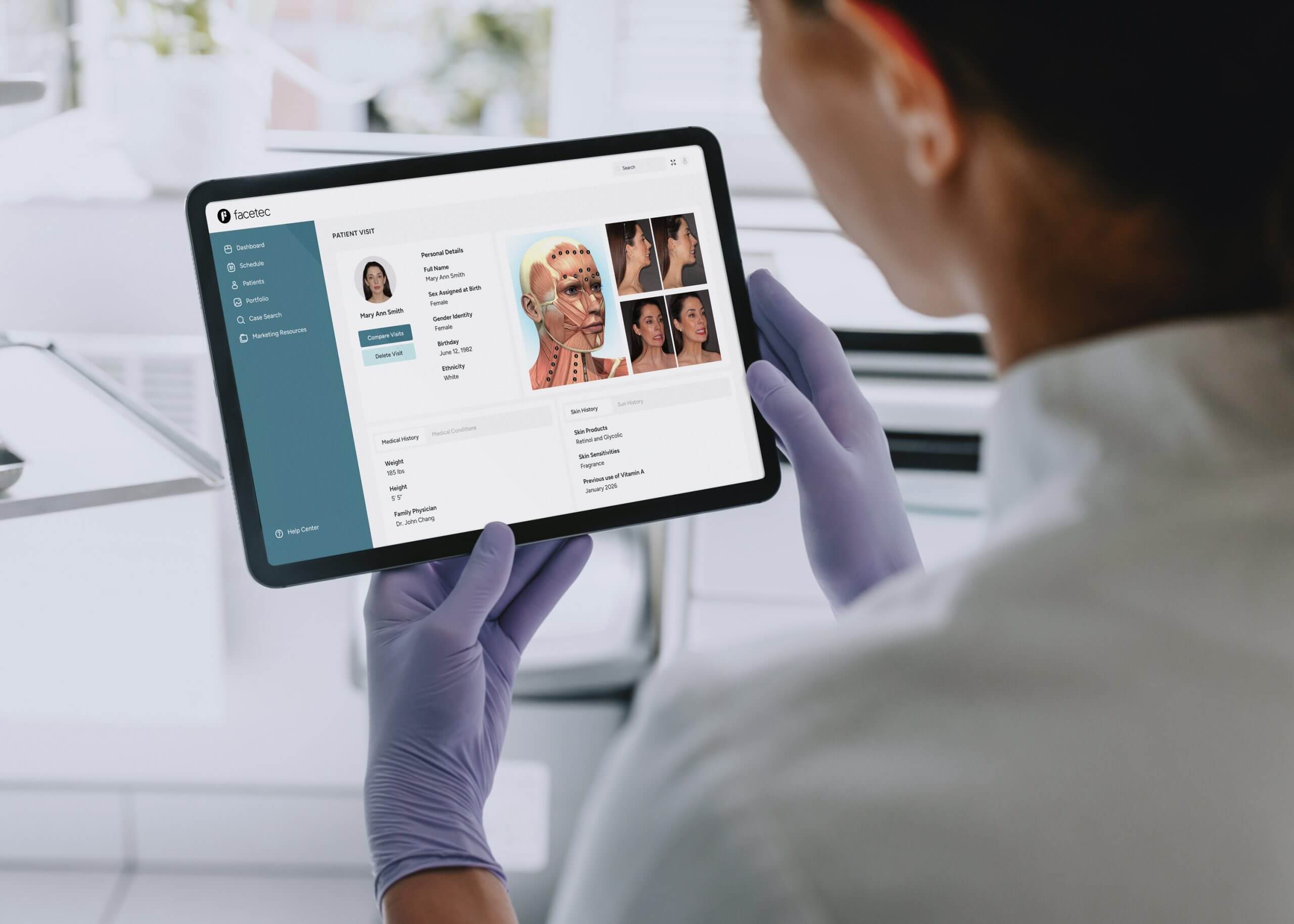 Facetec software managing botox photography and records.