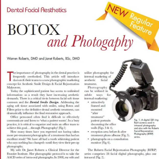 Botox and photography article by Drs. Warren and Jan Roberts.