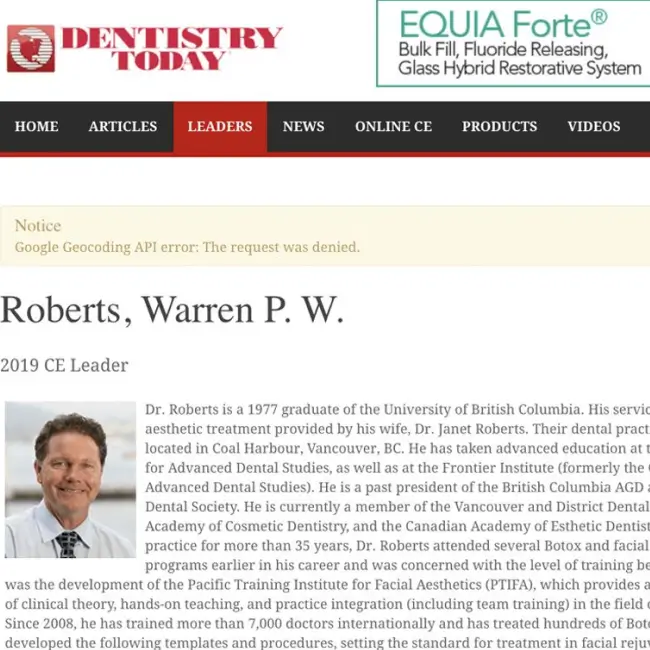 Dentistry Today CE leader Dr. Warren Roberts.