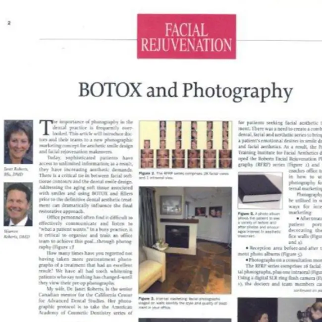 Botox and photography article by Drs. Jan & Warren Roberts.