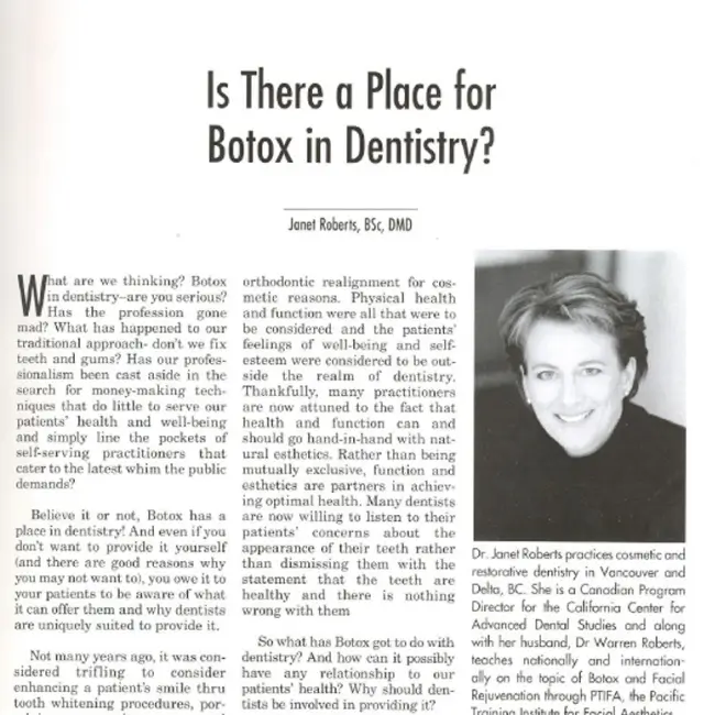 Is there a place for Botox in dentistry article.