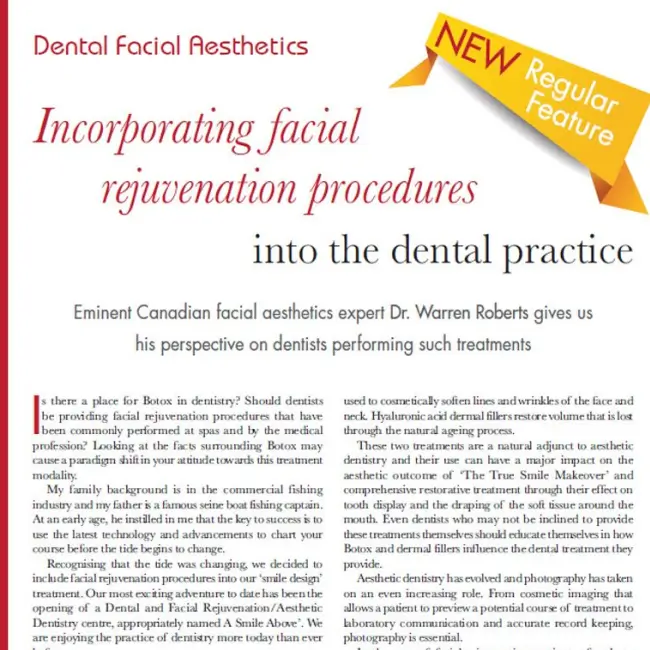 Incorporating facial rejuvenation procedures into the dental practice article.